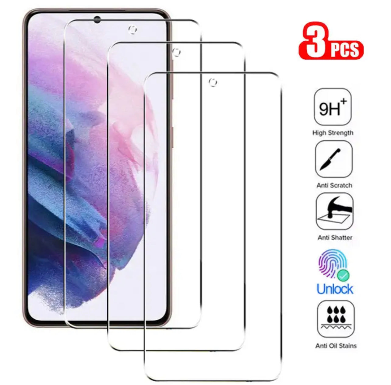 Yamizoo Premium 9H Clear ShatterProof Glass Screen Protector-3pks pour certains modèles Samsung Galaxy Yamizoo Premium 9H Clear ShatterProof Glass Screen Protector-3pks pour certains modèles Samsung Galaxy
